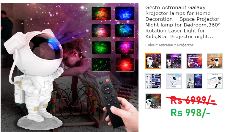 Gesto Astronaut Galaxy Projector lamps for Home Decoration (86% Discount) worth Rs 6999 At Rs 998