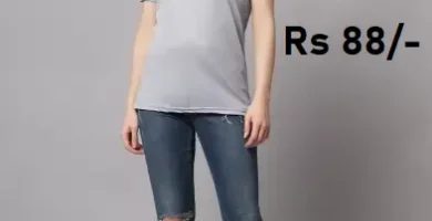 Women Solid Round InkTees T-Shirt fro Rs 88 (82% Discount)