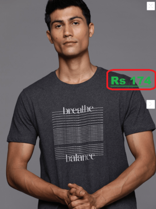 HRX Men Pure Cotton T-shirt for Rs 174 (75% Discount)