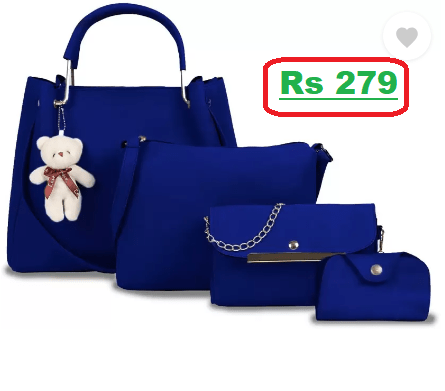 Women Blue Hand-held Bag (Pack of: 4) at just Rs 279 (90% Discount) @Flipkart Big Billion sale