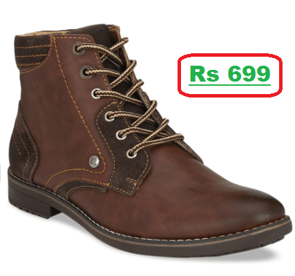 Men Brown Rugged Ankle Hiking Casual Boots at Just Rs 699 (90% Discount)