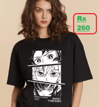 Women Graphic Print Oversized T-Shirt at just Rs260 (87% Discount) @Ajio