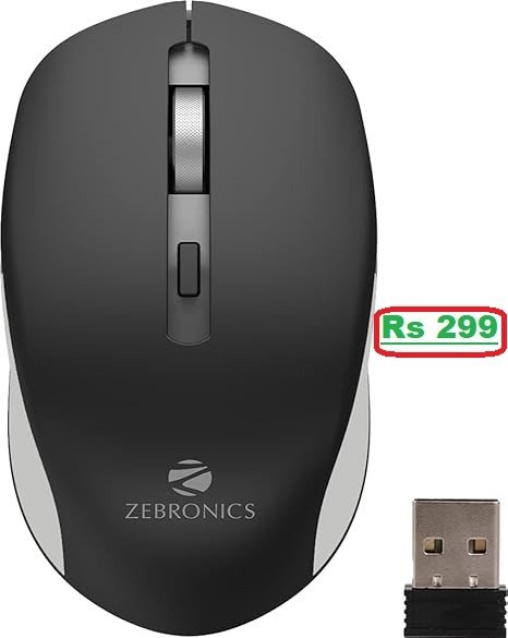 ZEBRONICS Wireless Mouse at just Rs 299 (75% Discount)