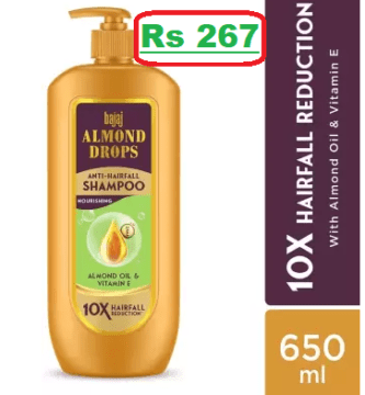 BAJAJ Almond Drops Anti Hairfall Shampoo now for Rs 267 (60% Discount) @Flipkart