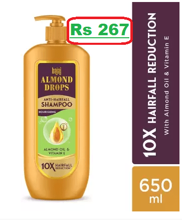 BAJAJ Almond Drops Anti Hairfall Shampoo now for Rs 267 (60% Discount) @Flipkart