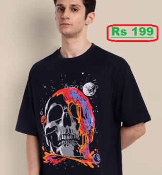 Graphic Print Crew-Neck T-Shirt At just Rs 199 (87% Discount) @AJIO