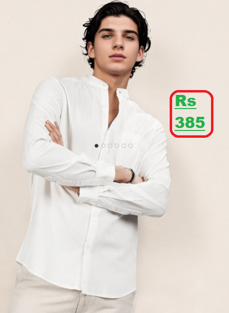 White Cotton Shirt at just Rs 385 (78% Discount) @Ajio