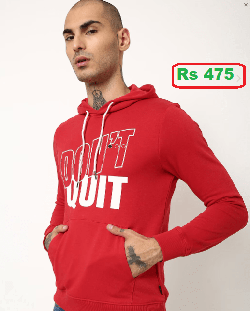 JACK & JONES Hoodie at just Rs 475 (75% Discount) @Ajio